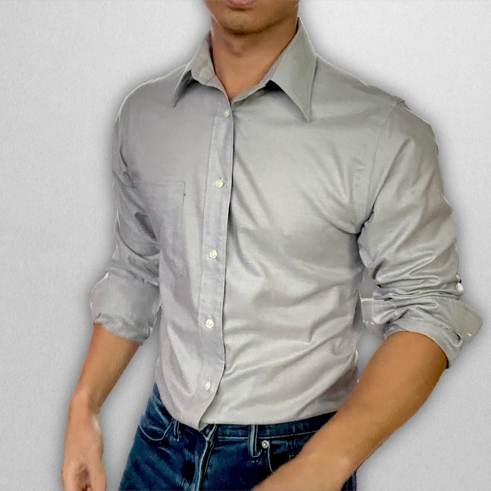 Silver/Gray Button Down Dress Shirt